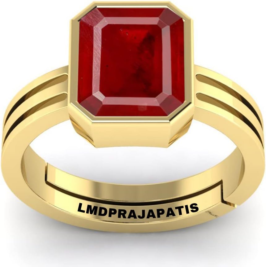 RUBY RING 5.00 Ratti Natural Natural Ruby Ring Gold Plated Adjustable Ring Astrological Adjustable Ring for Man and Women