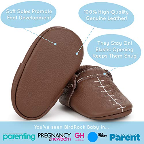 image for BirdRock Baby Fringeless Moccasins - Genuine Leather Boys and Girls Sh