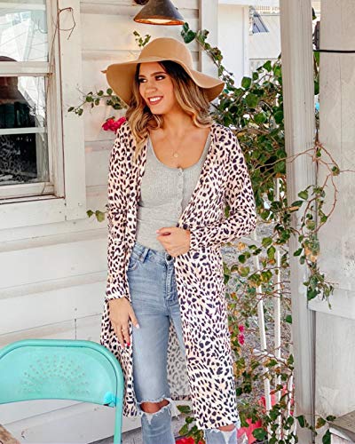 Image of Womens Leopard Print Cardigan Lightweight Long Sleeve Open Front Fall Cardigans S-XXL