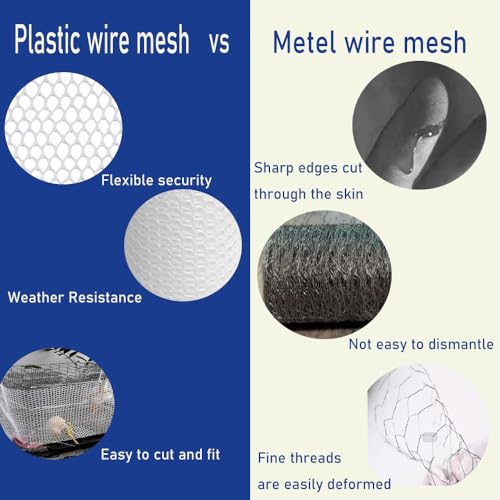 Plastic Chicken Wire 15.7IN x 10FT White Plastic mesh Sheet,Hole:0.3", Hexagonal Fencing for Garden Fencing, Mesh Fencing, Chicken Wire Frame for Crafts, Floral Netting