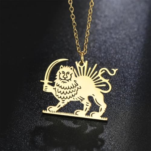 Collier soleil lion persan avec pendentif finement ciselé - 2