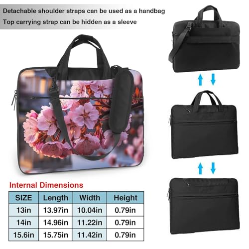 Bolso bandolera para laptop con diseño de flores de cerezo miniatura 3