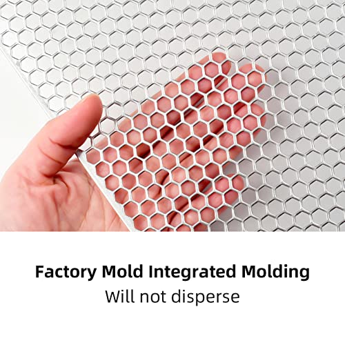 Image of AggAuto Universal 13 inchx13 inch Car Grill Mesh - 3Pcs Aluminum Alloy Automotive Grille Insert Bumper Honeycomb Hole 6mm Spacing 1mm, One of the Most Multifunctional Shape Grids Silver