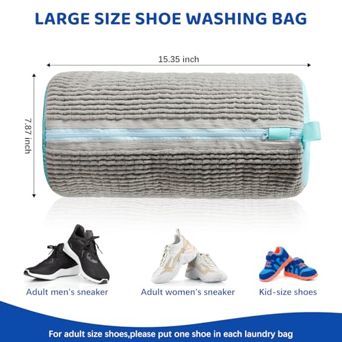 Shoe Washing Machine Bag - Laundry Shoe Bag for Washer and Dryer; Durable Shoe Washing Bag Protect Shoes and Clean Shoes Efficiently and Quietly (Grey 2PCS)4