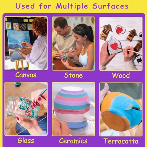 Image of Craftinger 12-Sets Vibrant Metallic Acrylic Shades (30 ml Each) | Rich Shiny Finish | Multi-Surface color for Canvas, Wood, Glass, Metal, Plastic & More | Set for Adults for Artists, students, Children & Hobbyists