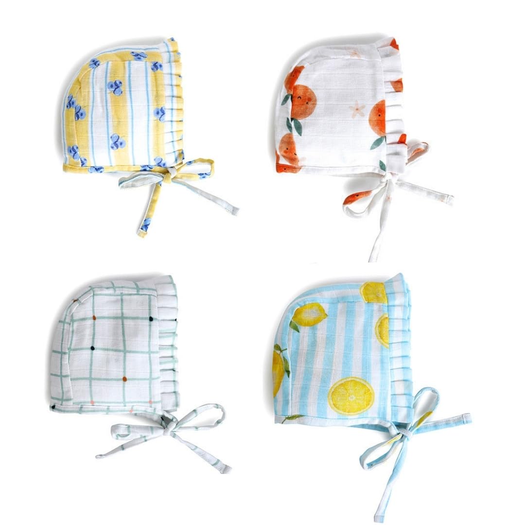 the boo boo club 100% Muslin Organic Cotton Caps for New Born Baby | Mix Print and Colour | Pack of 4 | New-Born | SET40 Multicolour-picture-16