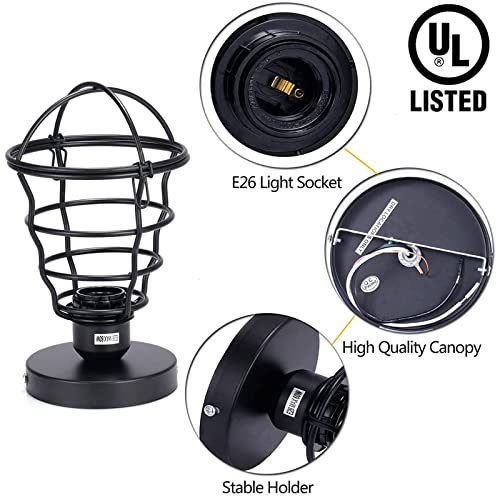 Vintage Semi Flush Mount Ceiling Light, Asnxcju Industrial Black Metal Cage Farmhouse Ceiling Light Fixture For Hallway Porch Stairway Bedroom Kitchen 2 Pack, E26 Base, Ul Listed #TOP2