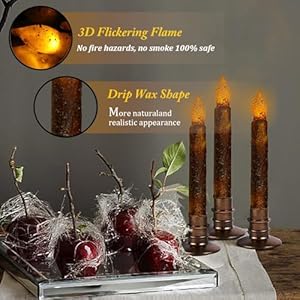 12 Pcs Primitive Battery Operated Flameless Taper Candles with Timer, Auto-On 6 Hours and Off 18 Hours Everyday, Hand Dipped for Rustic Window Decoration Xmas Country Decor 12 Pcs Primitive Battery Operated Flameless Taper Candles with Timer Auto On 6 Hours and Off 18 Hours Everyday Hand Dipped for Rustic Window Decoration Xmas Country Decor