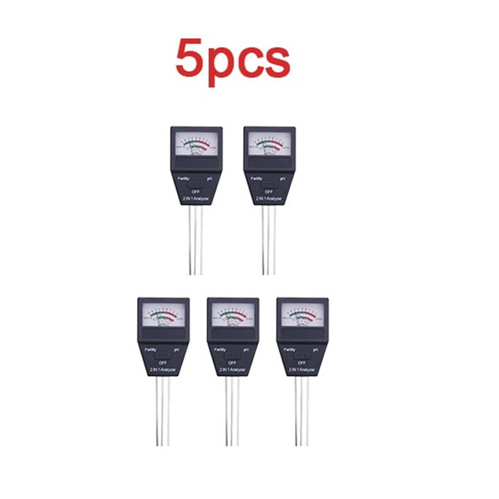 Medidor De Humedad Medidor De Suelo 2 En 1, Probador De PH Fértil For Plantas, Sensor De Humedad Del Suelo Portátil For El Hogar, Jardín, Huerto De Tierras Agrícolas(5 Pcs)
