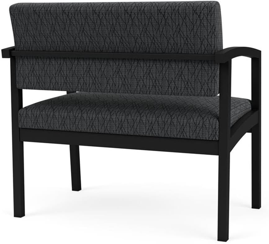 Lenox Steel Reception Waiting Bariatric Chair/Black Steel/Dark Gray