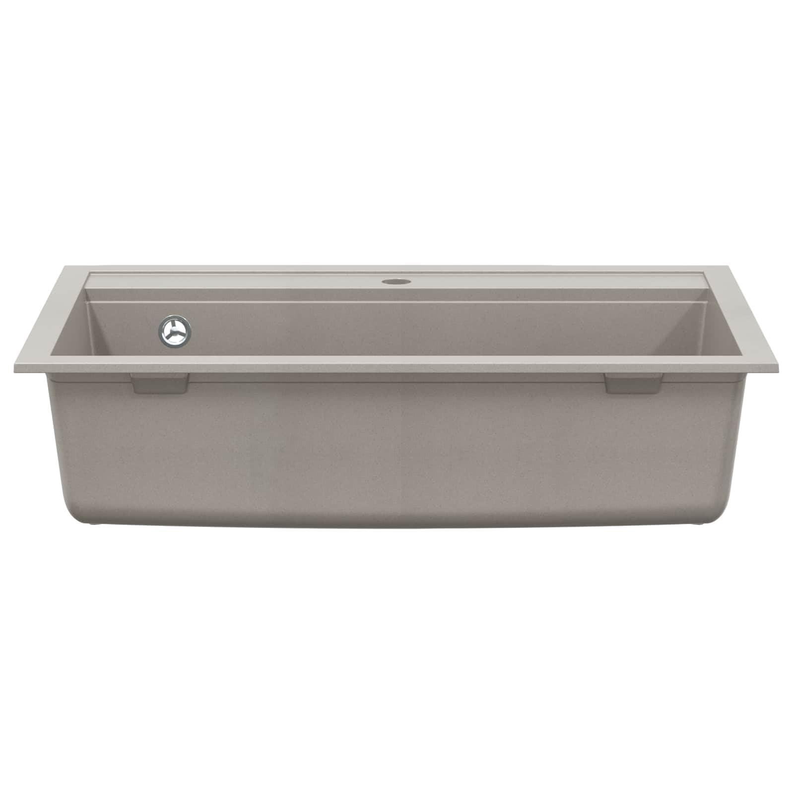 Lavabo gris granito 795 x 505 mm, fregadero de cocina montado sobre encimera con rejilla para cesta de residuos, fregadero resistente a los arañazos, lavabo individual para cocina moderna