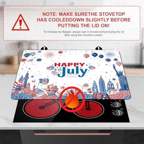 Image of Patriotic Stove Top Cover,Stove Protector Mat, 4th of July American Flag Kitchen Decor, Heat Resistant for Electric Stove,28 x 20 Inch