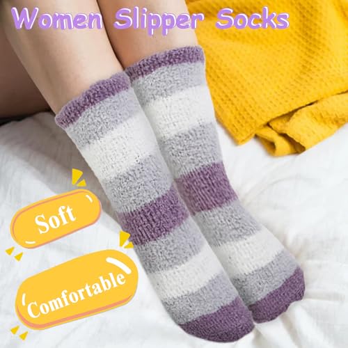 Image of AIBFRID Fuzzy Slipper Sock Soft Cozy Socks Thick Warm Sock Winter Home Sleeping Sock for Women Girls