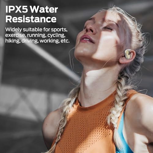 Monster Open Ear AC312 Headphones, Powerful Sound by 16mm Large Drivers, Bluetooth 5.4 Open Ear Earbuds with Noise-Cancelling Mic for Clear Calls, Touch Control, 32H Playtime, IPX5 Waterproof, White - 4