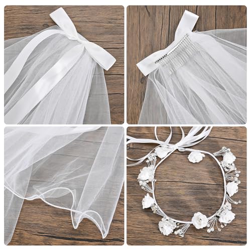 Girls First Communion Veil and Flower Crown Communion Dress Up Accessories2