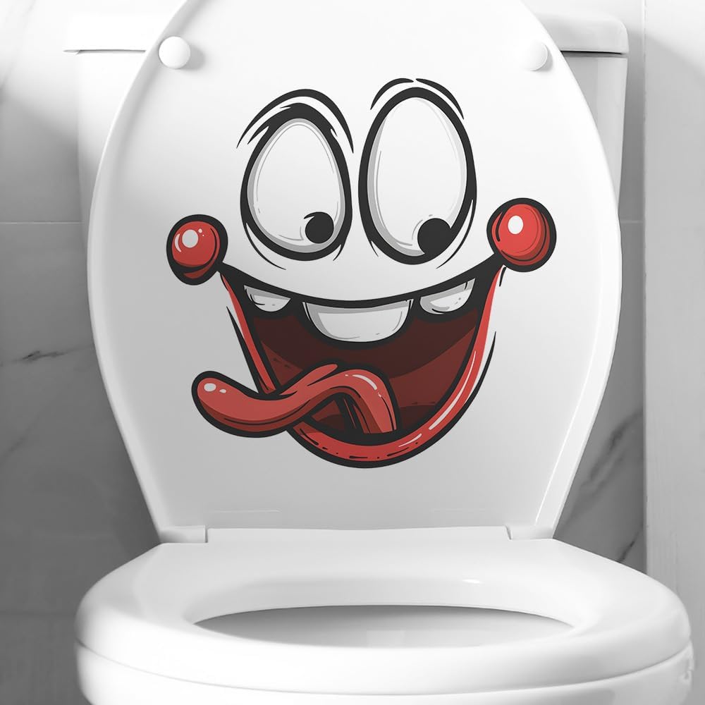 4PCS Funny Toilet Stickers Bathroom Seat Decal Toilet Lid Decals Peel and Stick Funny Face Stickers for Toilet Bathroom Kids Rooms