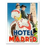 Wee Blue Coo Advert Travel Andalusia Hotel Madrid Seville Spain Flamenco Art Print Framed Poster Wall Decor 12X16 Inch