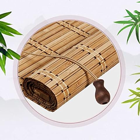 Pxzybd rolety z naturalnego bambusa, rolety wewnętrzne, bambusowe, dekoracyjne rolety rzymskie, okiennice, oddychające, do okna/drzwi, W×H-50x90cm/20x35in