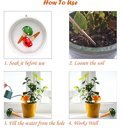 Adabocute Terracotta Plant Watering Globe-Mushroom Shaped Self Watering Spikes-4 Pack Plant Watering Bulbs Devices For Indoor And Outdoor Plants #TOP4