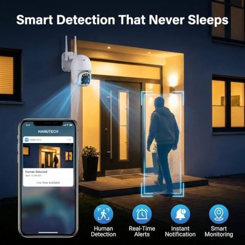 Image of HANUTECH 3MP 4G Mini PTZ IP Home Security Camera IP66 Outdoor Waterproof PTZ CCTV Camera Human Detect Color Night Vision Audio Talk CCTV Surveillance P2P IP Camera
