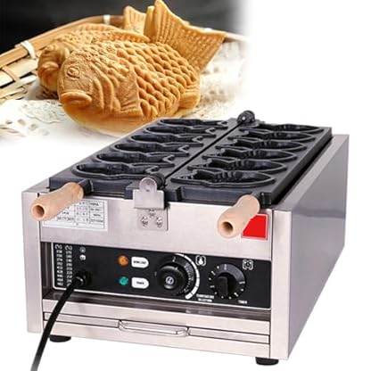 GESAIDES Taiyaki-Fischwaffeleisen, Kommerzieller Taiyaki-Fischform-Bäcker, Elektrisches Waffeleisen mit Antihaftbeschichtung, für Familien, Restaurants, Lebensmittelgeschäfte,6pcsTaiyaki