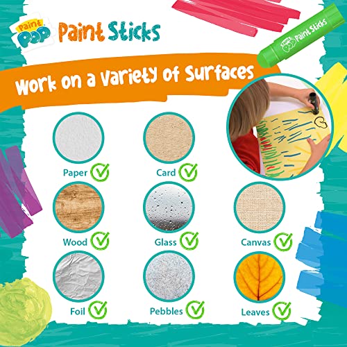 Paint Pop Malstifte für Kinder – 12 Stück – Twist & Paint, sauber, schnell trocknend, leicht zu reinigen, lebendige Farben, verschiedene Oberflächen