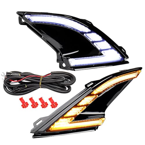 Compatible with 2023 2024 Hon.da Accord LX EX EX-L Sport Touring Hybrid 2X White/Amber LED Fog Light 40W Flashing Daytime Running DRL Turn Signal Lamp IP 67