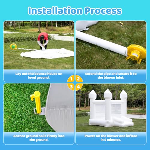 Warmiehomy White Bouncy Castle with Slide for Kids - Image 5