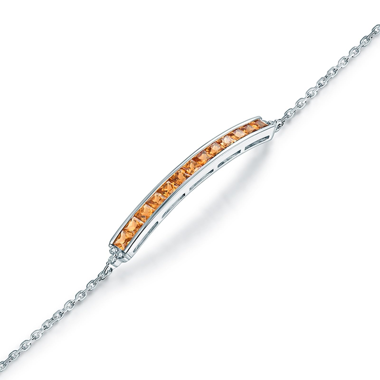 Bracciale Donna Oro Bianco 750/585/375, Bracciale Donna con Zaffiro 1.32ct 16-18 cm Estensione 4 cm, Braccialetto da Sposa Matrimonio