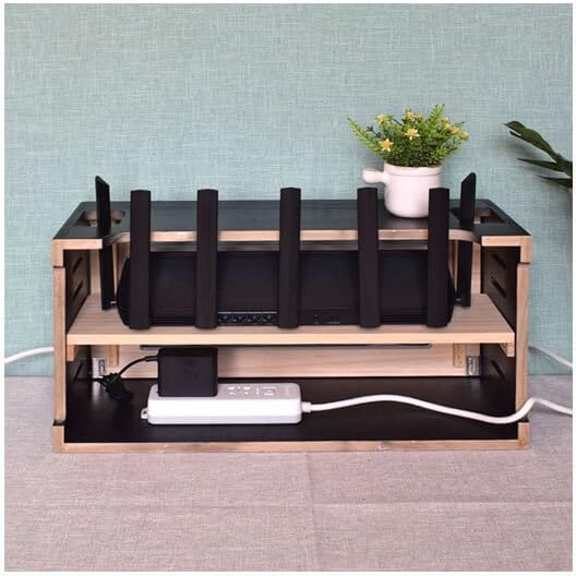 Cable Organizer Box Router Storage Box Desktop Large Solid Wood Row Socket Light cat Machine top Cover Box Cable Management Box (Color : 1)