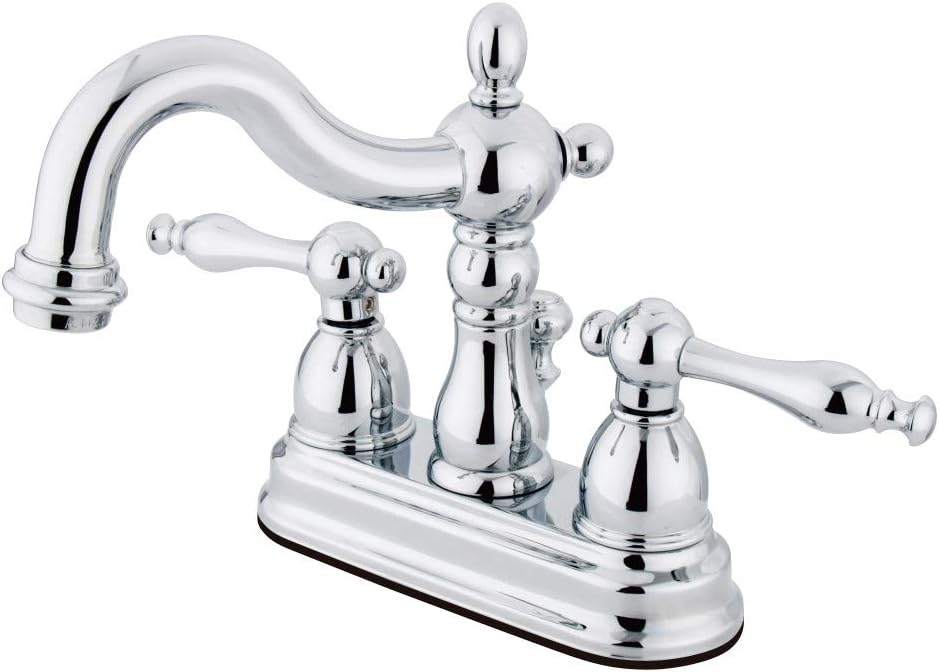 Kingston Brass KS1601NL Heritage Centerset Lavatory Faucet with Brass Pop-up, Chrome, 10 x 4.81 x 6.19