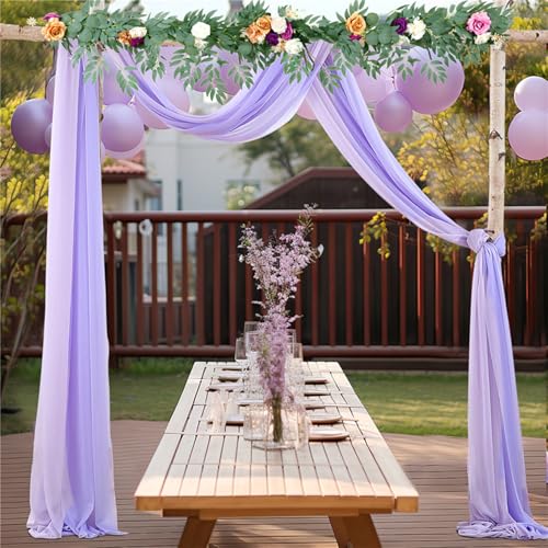 Arche de mariage voilage drapé blanc pour cérémonie extérieure et décor de fête - 5