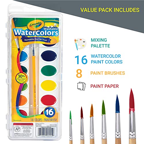 Watercolor Paint Set for Kids 16 vivid Watercolor Paint Mixing Palette, Paper Pad and 8 Brushes, Water Color Painting Kids and Adult Beginner Supplies Gifting Bundle - Image 2