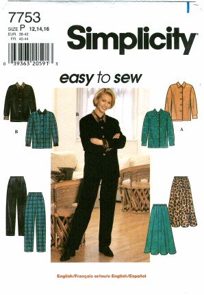 Patron de couture Simplicity 7753 Haut Jupe Pantalon taille 12-16 poitrine 34-38