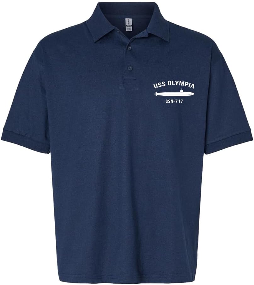 Military Productions US Navy USS Olympia SSN-717 Submarine Silhouette Polo Shirt Officially Licensed