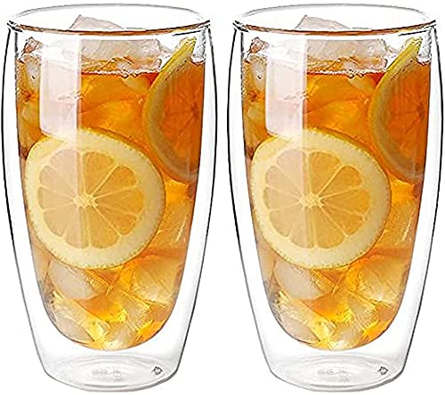 ダブルウォール グラス 2個セット 二重構造 グラス カップ タンブラーグラス 耐熱ガラス タンブラー おしゃれ コーヒーカップ ティーカップ シンプル 保温 保冷 透明 結露しない (250ml)