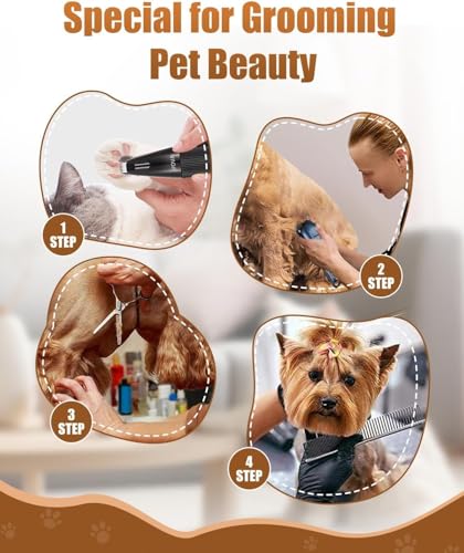 5-in-1 Low Noise Rechargeable Cordless Dog Clippers Pet Grooming Kit for Dogs & Cats|Quiet high Power pet Grooming Set for Small Large Dogs & Thick Coated Cats, Includes Comb, Clippers & Nail Clipper - Image 3