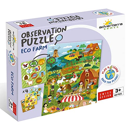 Adventerra Games Observation Puzzle Eco Farm | Maxi- Puzzle, Enfants 3 Ans, Jeux Montessori 3 Ans, Jeux Enfants Éducatifs, Jeux Filles Enfants 3 Ans, Jeux Éducatifs Montessori, Jeux Écologiques Cover