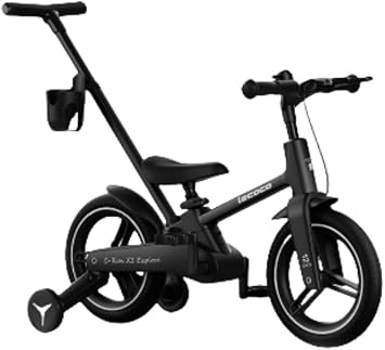 Kids Bicycle 2-3-6 Years Old Balance Car Multifunctional 12 Inch Folding Pedal Bike Slider 3 in 1 No Pedals Removable Stylish with Training Wheels