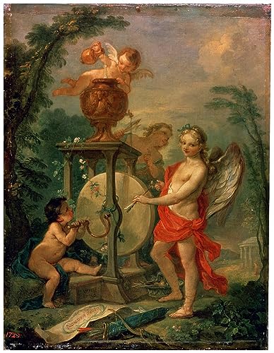 Cupidon aiguisant une flèche poster toile anti-reflet pour mur lumineux