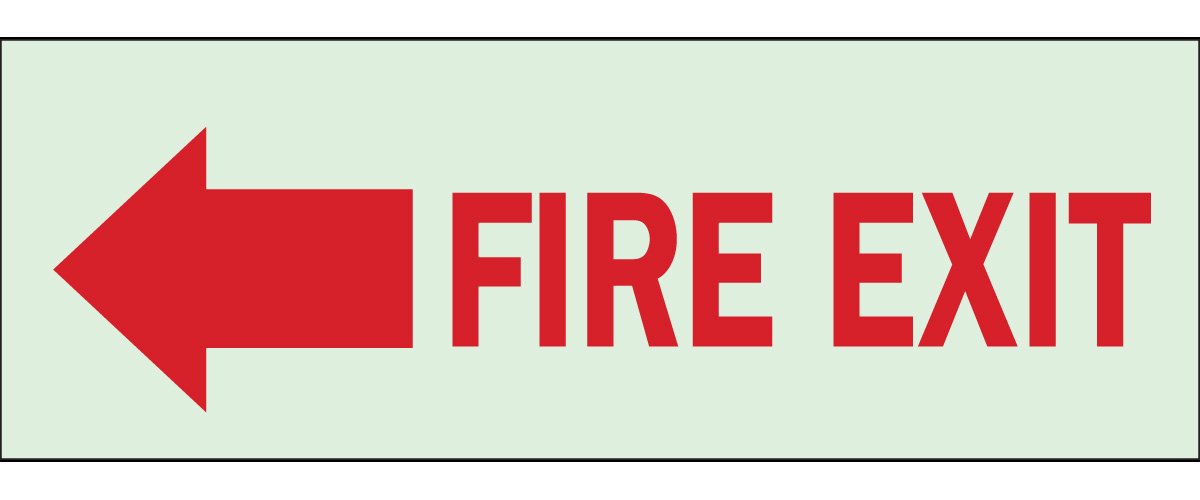 Brady 80299 Glow-in-the-dark plástico Glow-in-the-dark fuego y señal de salida, 5 "x 14", leyenda "de salida de incendios (con pictogramas)"