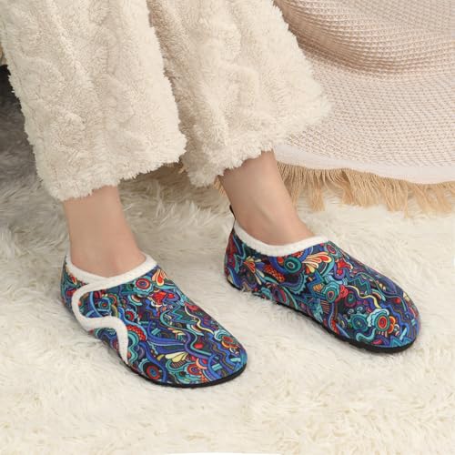 Image of Ibeauti Women Mens House Slippers Lightweight Comfy Barefoot Slipper Socks Rubber Sole House Shoes for Indoor /Outdoor Bedroom Travel