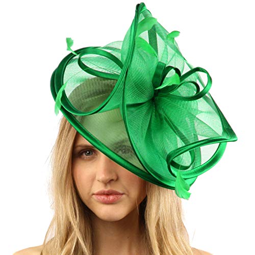 Feathers 3 Tier Layer 2 Tone Headband Fascinator Millinery Cocktail Hat (Solid Kelly Green)
