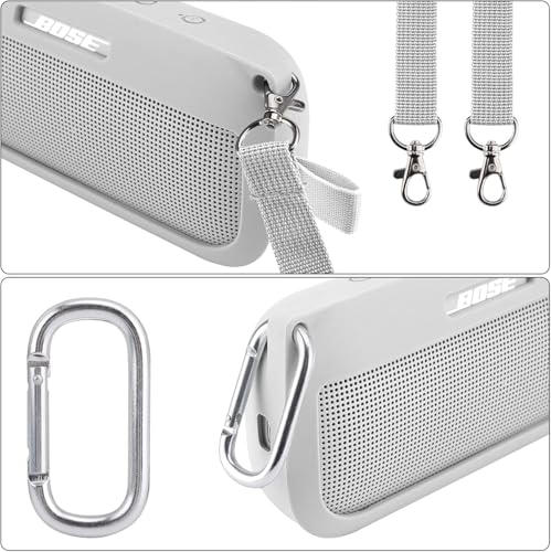 Image of co2CREA Soft Silicone Case Replacement for Bose SoundLink Flex Bluetooth Portable Speaker (Silicone Case, White Smoke Case)