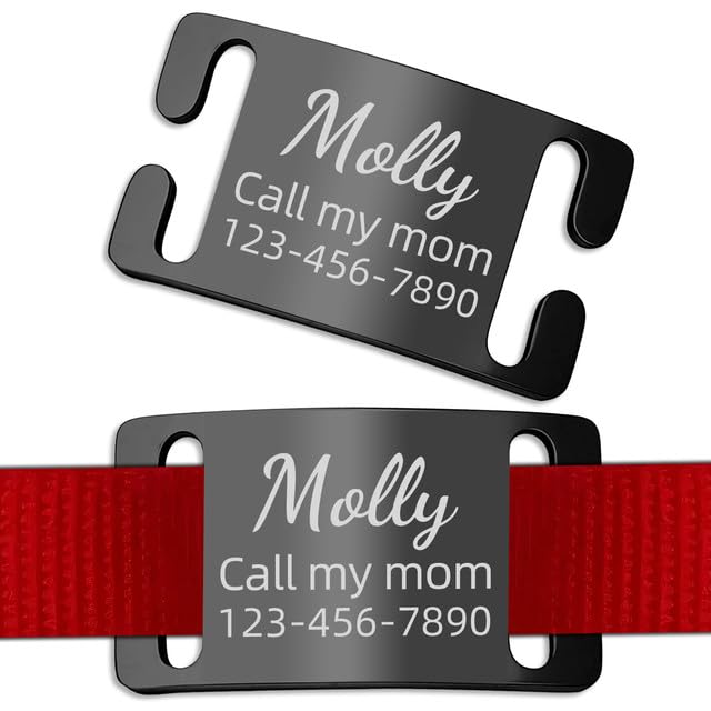 Personalised Dog Tags Engraved for Pets - Custom Name & ID Tag with Silent Slide-On Design for Dogs & Cats | Engrave Pet Identity on Stainless Steel Tag for Collar