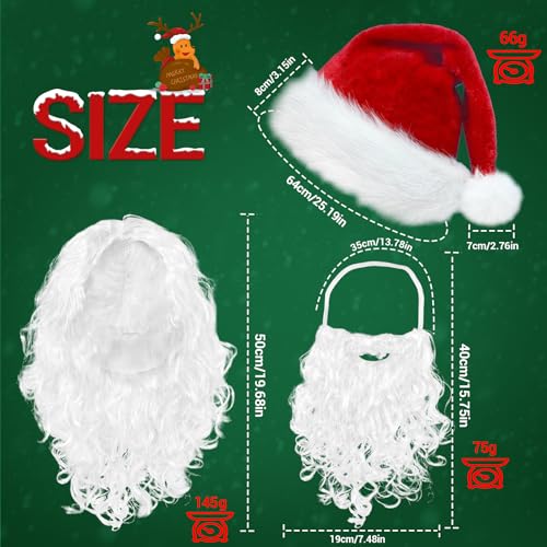 Rosaui SDJ-CRJF-1_CRMZ-1_CRHZ-1 Santa Hats Beard And Wig Christmas Decorations Premium Adult Santa Claus Costume Set thumb #1