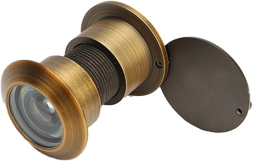 ARCH Copper Peephole Camera 200 Degree HD Optical Wide-Angle Door Camera Anti-Theft Door Cat Eye Anti-pry Glass Lens with Cover Home Security System (Color : Yellow Patina)