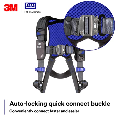 3M 1113007 Dbi-Sala Exofit X300 Comfort Vest Safety Harness Fall Protection, Osha, Ansi, General Industry, Aluminum Back D-Ring, Auto-Locking Quick Connect Leg And Chest Straps, Large #TOP3