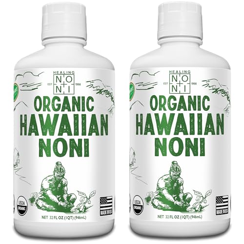 Healing Noni - 2-Pack Plastic Bottle 32oz - 100% Pure Hawaiian Organic Noni Juice - All-Natural -