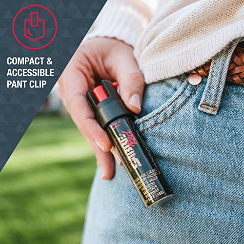 Sabre Red Compact Pepper Spray With Clip – Maximum Police Strength Oc Spray With Uv Dye, 10-Foot (3 M) Range, 35 Bursts, Quick Access Belt Clip – Small And Easy To Carry On-The-Go,0.67 #TOP4